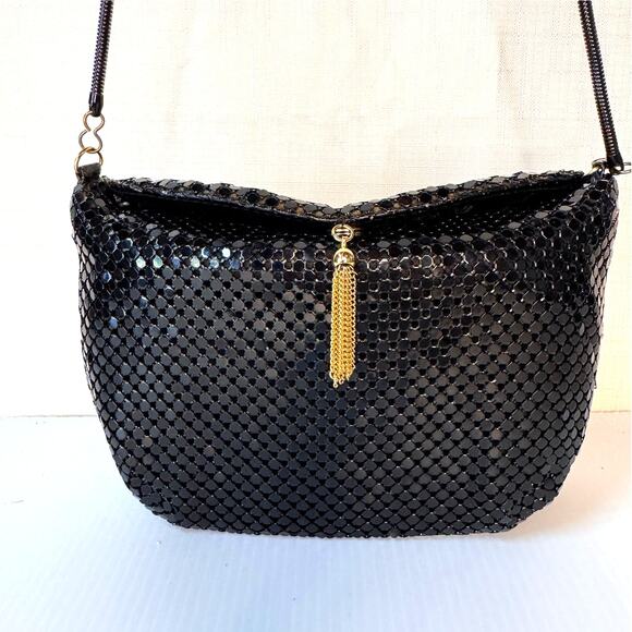 Vintage Handmade Mesh Metal Purse‎ Black Gold Whimsigoth Glam Coquette Girl - Picture 2 of 14